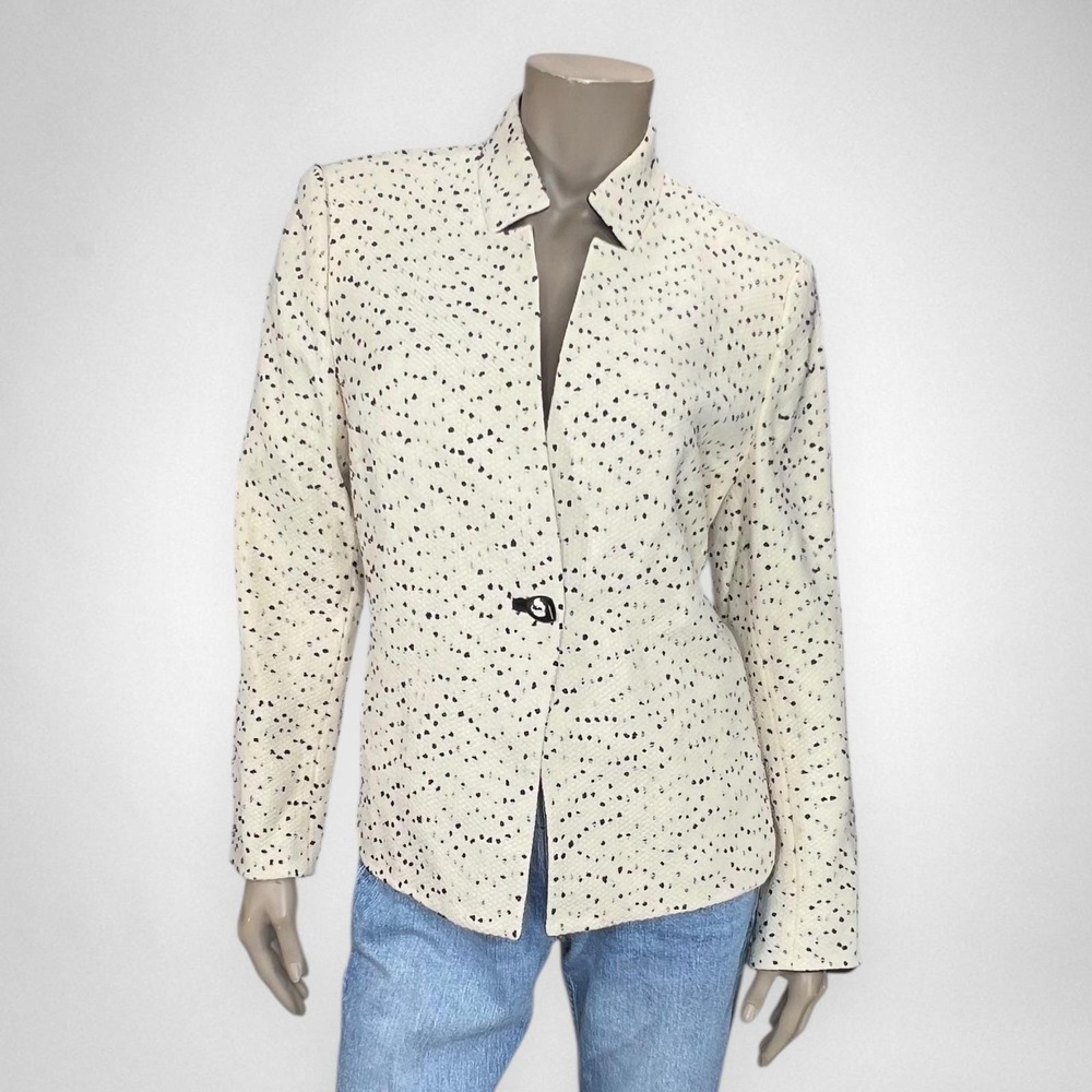 Vintage ALBERT NIPON Speckled Black‎ and White Blazer 12
